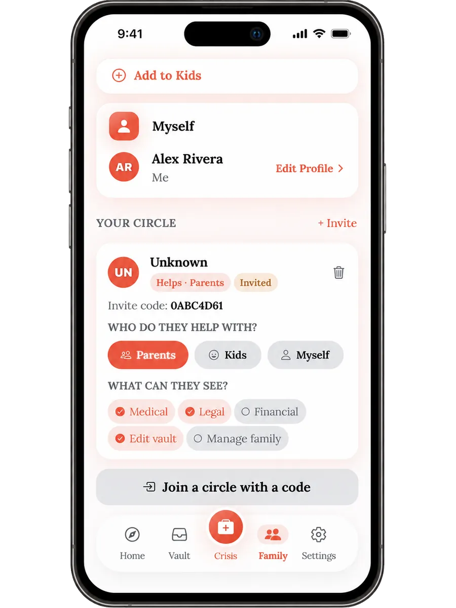 Your Circle — granular permissions for the people you invite